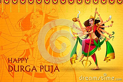 Happy Durga Puja India festival holiday background Vector Illustration