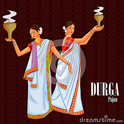 Happy Durga Puja India festival holiday background Vector Illustration