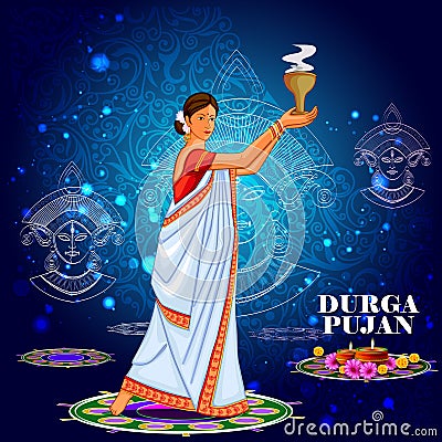 Happy Durga Puja India festival holiday background Vector Illustration