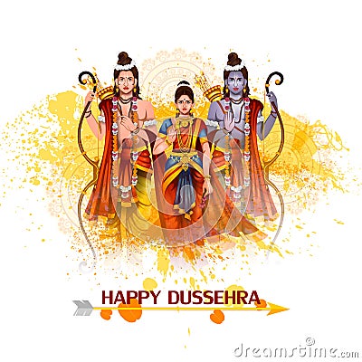 Happy Dussehra background showing festival of India Vector Illustration