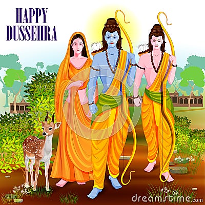 Happy Dussehra background showing festival of India Vector Illustration