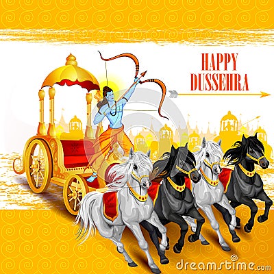 Happy Dussehra background showing festival of India Vector Illustration