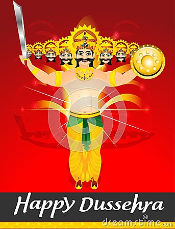 Happy dussehra celebration background with Ravan Cartoon Cartoon Illustration