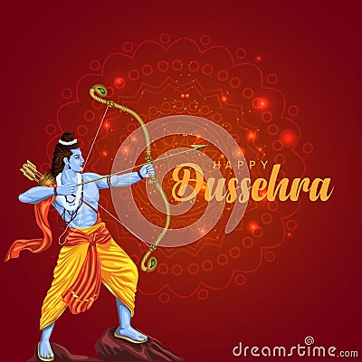 Happy Dussehra festival of India. of Lord Rama killing Ravana. vector illustration Vector Illustration