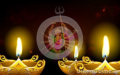 Happy Dussehra with goddess Durga Vector Illustration