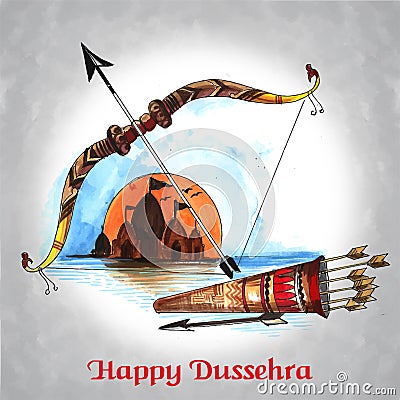 Happy Dussehra Vijayadashami also known as Dasahara, Dusshera, Dasara Vector Illustration