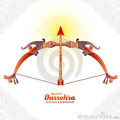 Happy dussehra watercolor bow and arrow celebration card design Vector Illustration