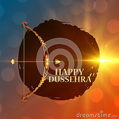 Happy dussehra wishes card with bow and arrow Vector Illustration