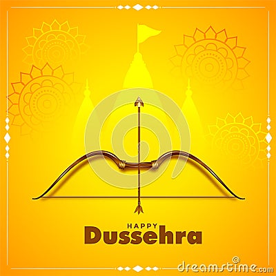 Happy dussehra yellow festival wishes card design Vector Illustration