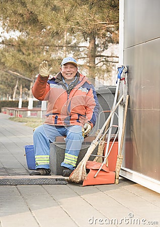 A happy dustman Editorial Stock Photo