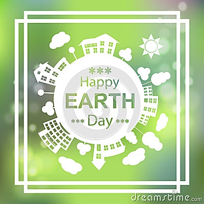 Happy Earth Day. Eco Green Vector Poster Design. 22 april. Vector Illustration