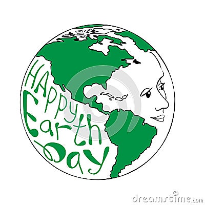 Happy Earth Day hand lettering card, background. Vector Illustration