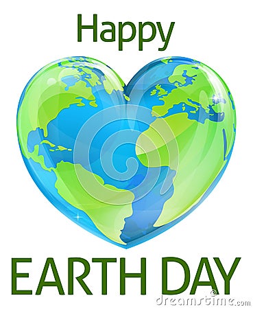 Happy Earth Day Heart Globe Design Vector Illustration