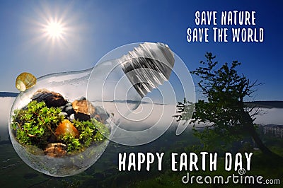 Happy Earth Day Save Nature and World illustration Stock Photo