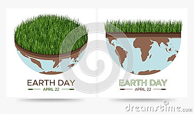 Happy Earth day - set of two vector eco illustrations of an environmental concept to save the world. Concept vision on Vector Illustration
