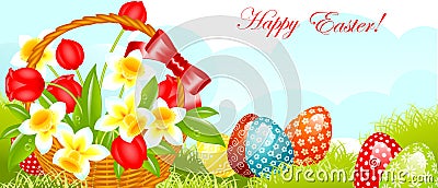 Happy easter banner. Vector Illustration