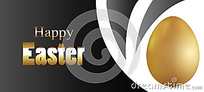 Happy easter banner in black golden colors Vector Illustration