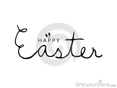 Happy Easter Text Calligraphy with Black Ears Rabbit Vector illustration Cartoon Illustration