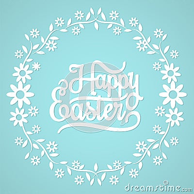 Happy Easter On The Blue Background Vector Illustration