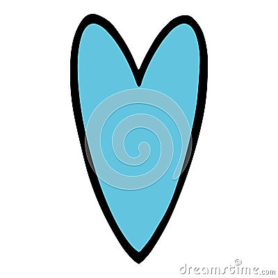 Happy Easter blue heart icon, hand drawn style Vector Illustration