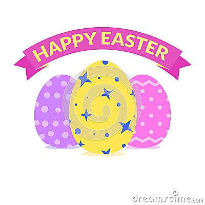 Happy Easter. Bright festive eggs Vector Illustration