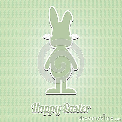 Happy easter brown cartoon bunny green background Stock Photo
