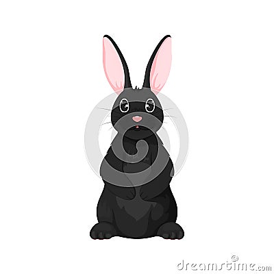 Happy Easter bunny black flat character cartoon Vector Illustration