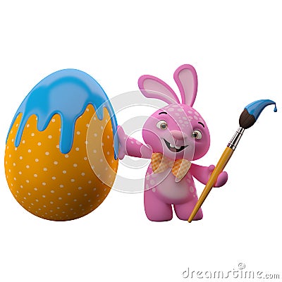 Happy Easter bunny with color egg Stock Photo