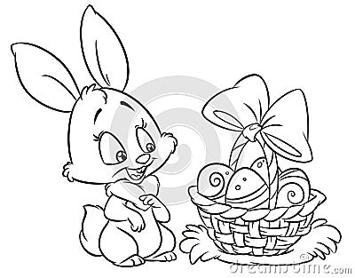 Happy Easter bunny coloring pages cartoon illustration Cartoon Illustration