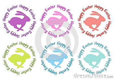 Happy Easter, bunny with heart, vector set Vector Illustration