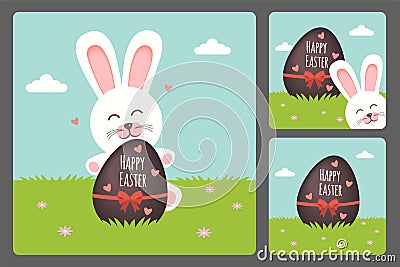 Happy Easter bunny set Cartoon Illustration