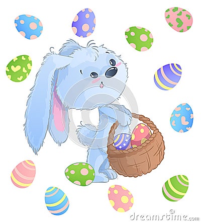 Happy Easter Bunny. Vector illustration clipart set Vector Illustration