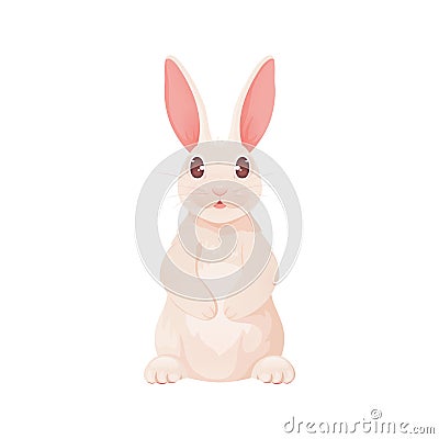 Happy Easter bunny white flat character cartoon Vector Illustration