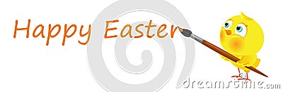 Happy Easter caption with funny chick Vector Illustration