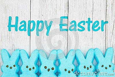 Happy Easter card with blue candy bunnies Editorial Stock Photo