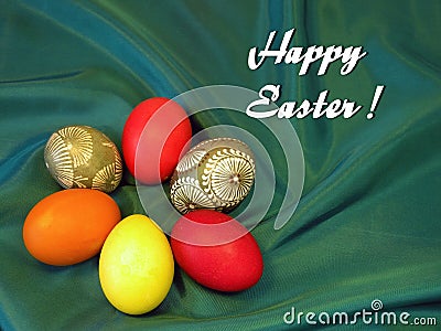 Happy Easter card with easter eggs Stock Photo