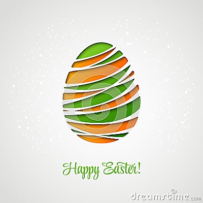 Happy Easter card decorated paper egg Vector Illustration