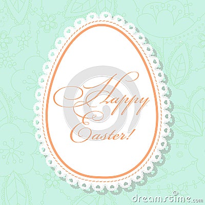 Happy Easter card with egg banner lace Vector Illustration