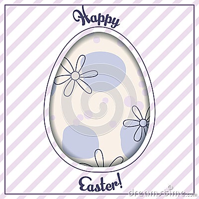 Happy Easter card with egg cutout Vector Illustration