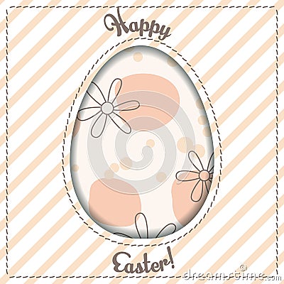 Happy Easter card with egg cutout Vector Illustration