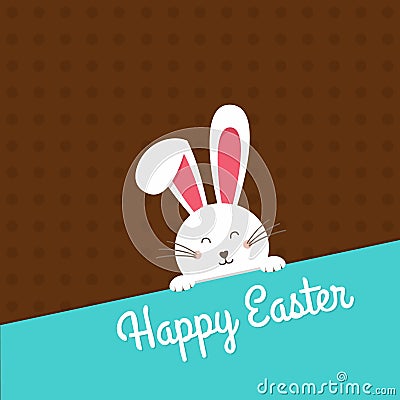 Happy Easter card with rabbit ears. Easter rabbit for Easter holidays design. Easter bunny vector illustration Vector Illustration