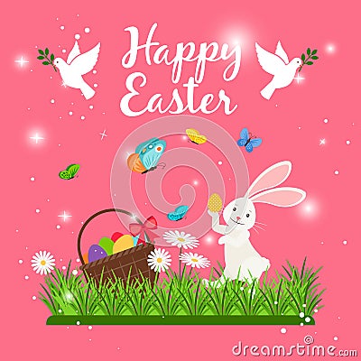 Happy easter card template Vector Illustration