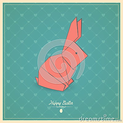 Happy easter cards with origami bunny Vector Illustration