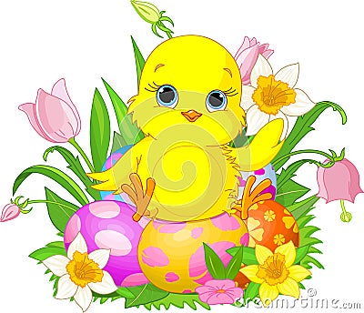 Happy Easter chick Vector Illustration