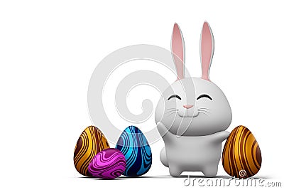 Happy easter day, cute bunny with colorful egg Stock Photo