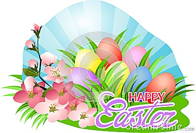 Happy Easter day greeting. Vector Illustration