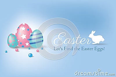 Happy Easter Day Let's Find the Easter Eggs Vector Illustration