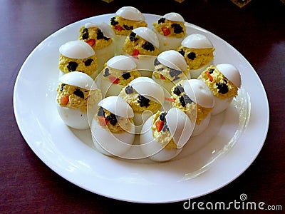 Happy Easter Deviled Eggs Stock Photo