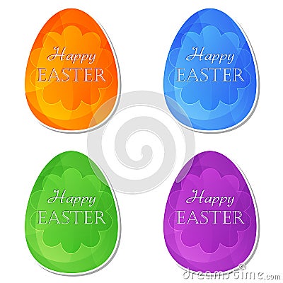 Happy Easter in easter eggs with flowers Stock Photo