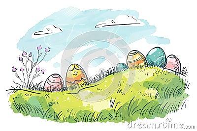 Happy easter easter holiday Eggs Easter cake Basket. White chipper Bunny jovial. Floppy ears background wallpaper Cartoon Illustration